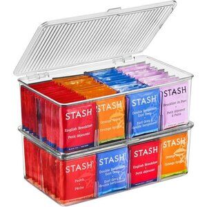 Sorbus Tea Bag Organizer Bins with Lids Clear Plastic Pantry Storage Containers